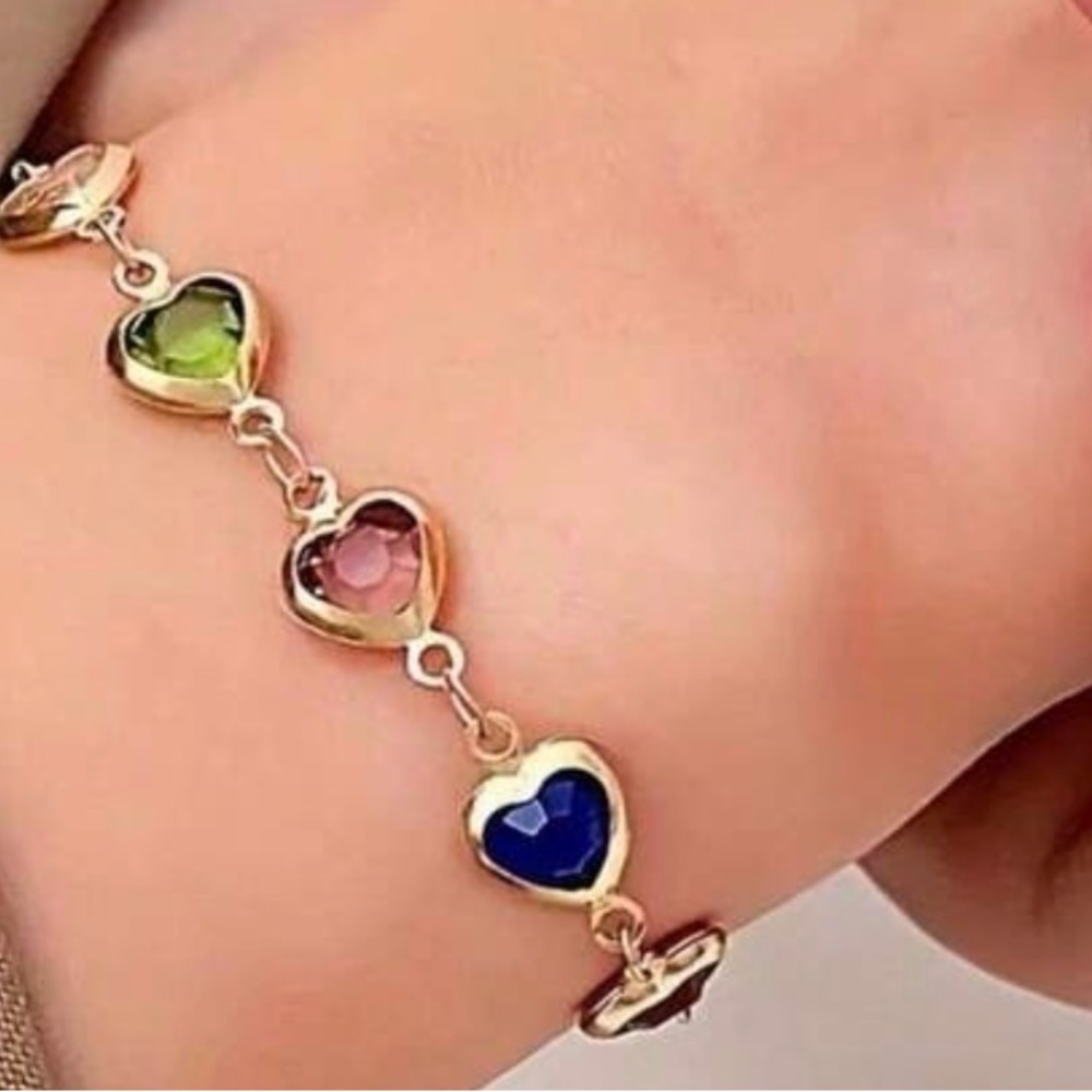 Multicolor Teardrop Stone Link Bracelet - Women